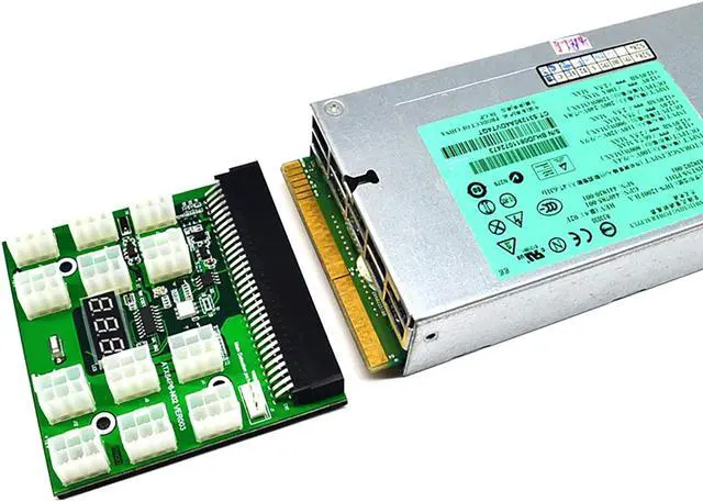Alt view image 5 of 7 - PCI-E 12V 64Pin to 12x 6Pin Power Supply Server Adapter Breakout Board for HP 1200W 750W PSU Server GPU BTC Mining