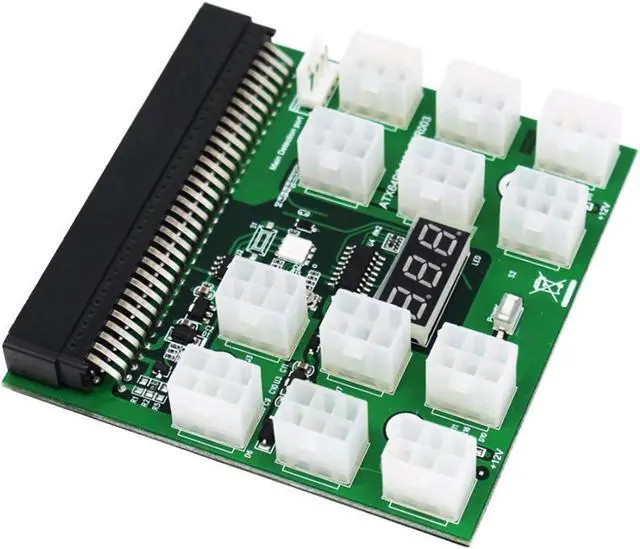 Alt view image 4 of 7 - PCI-E 12V 64Pin to 12x 6Pin Power Supply Server Adapter Breakout Board for HP 1200W 750W PSU Server GPU BTC Mining