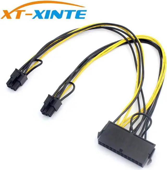 Alt view image 3 of 5 - ATX 24Pin to Dual 6 Pin PCI-E Graphics Card Power Cable With Boot PCI-Express Graphics Adapter Cable Wire 18AWG 30cm