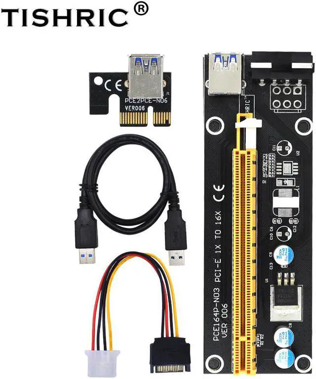 Main image of 6Pack PCI-E Extender PCI Pcie Express Riser Card 1x to 16x USB 3.0 Cable SATA To 4Pin IDE Molex For Mining Bitcion Miner