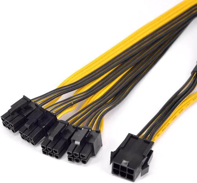 Alt view image 2 of 4 - PCI express GPU 6pin Port Multiplier PCIe Graphics card 6 Pin 1 to 4 ways Power supply Extension Cable Female to Male Y splitter