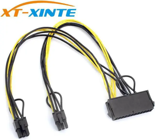 Alt view image 2 of 5 - ATX 24Pin to Dual 6 Pin PCI-E Graphics Card Power Cable With Boot PCI-Express Graphics Adapter Cable Wire 18AWG 30cm