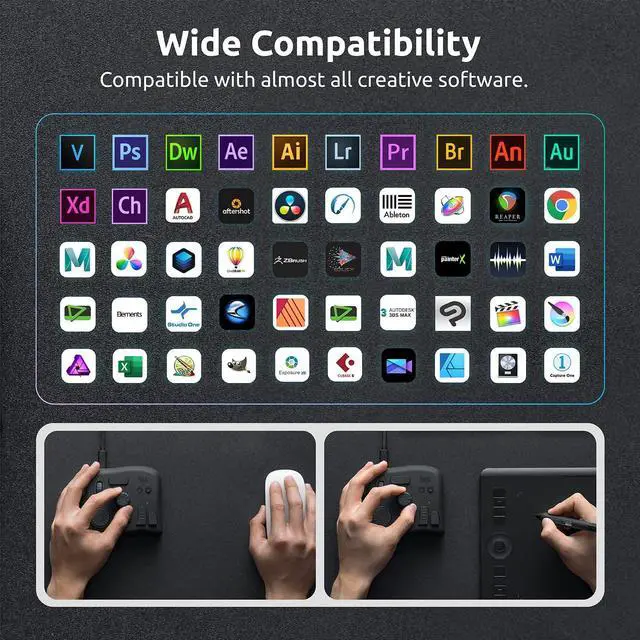 Alt view image 4 of 7 - TourBox NEO (with Storage Bag)  - Video Photo Editing Controller, Custom Shortcut Keyboard, Eye-Free One-Hand Creative Console for Photoshop Lightroom Premiere, Windows Mac PC Graphics Drawing Tablet
