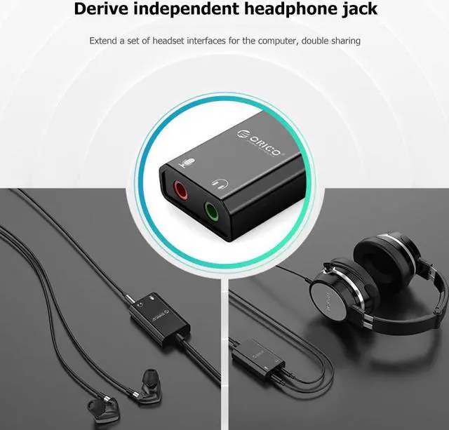 Alt view image 5 of 7 - Madeng External USB Sound Card 3.5mm Headset Microphone Adapter USB to 3.5mm Jack Audio Headset Microphone Earphone Cable Adapter