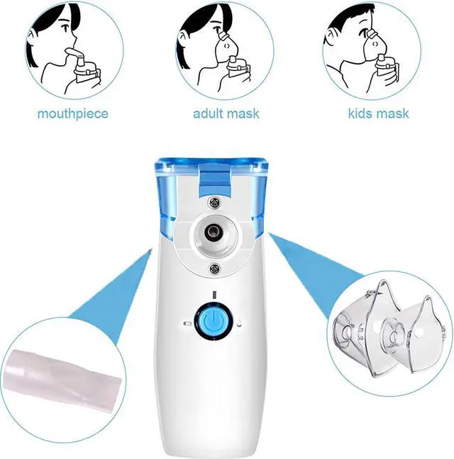Alt view image 4 of 7 - Auchois Nebulizer Machine,  Portable Handheld Mesh Nebuliser Mist Inhalers Atomizer Home Personal Use Travel Size With Adults Kid Mask