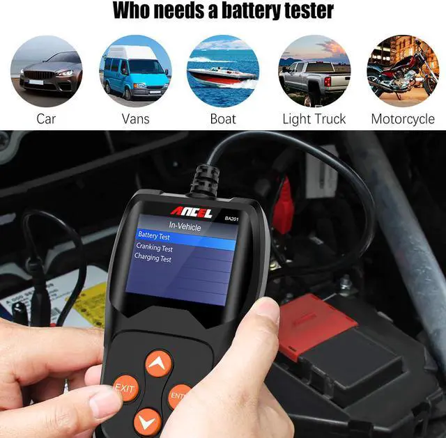 Alt view image 2 of 7 - Ancel BA201 Battery Tester 100 to 2000CCA Automotive Battery Analyzer Digital Cranking Test Tool, Black