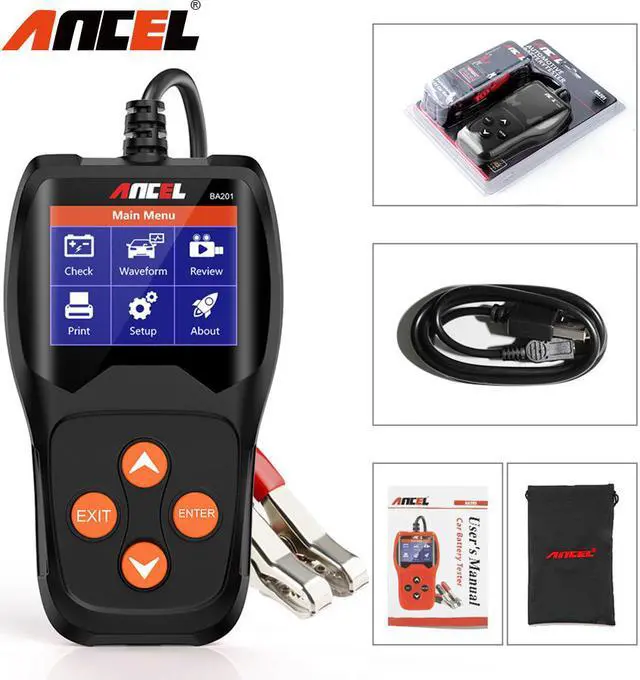 Main image of Ancel BA201 Battery Tester 100 to 2000CCA Automotive Battery Analyzer Digital Cranking Test Tool, Black