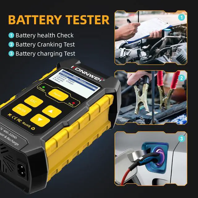 Alt view image 4 of 7 - Konnwei KW510 12V Car Battery Tester Full Automatic 5A Car Battery Charger 3 in 1 Lead Acid Pulse Repair Tools