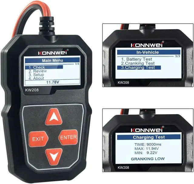 Alt view image 4 of 6 - Konnwei KW208 OBD2 Car Battery Tester Charger Analyzer 12 V Cranking Test 100-2000CCA Charging Tester
