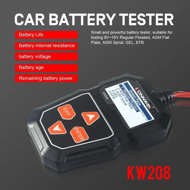 Alt view image 2 of 6 - Konnwei KW208 OBD2 Car Battery Tester Charger Analyzer 12 V Cranking Test 100-2000CCA Charging Tester