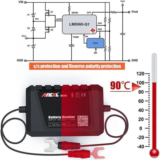 Alt view image 4 of 7 - Ancel BM300 Car Battery Monitor Tester Voltage Test Android IOS 12V Auto Battery Analyzer