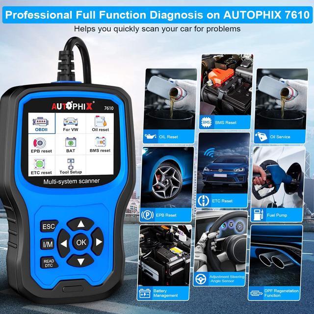 Autophix 7610 OBD2 Automotive Scanner ABS SRS Airbag Oil EPB DPF