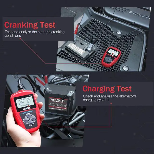 Alt view image 3 of 7 - ANCEL BA101 Professional 12V 100-2000 CCA 220AH Automotive Load Battery Tester Digital Analyzer
