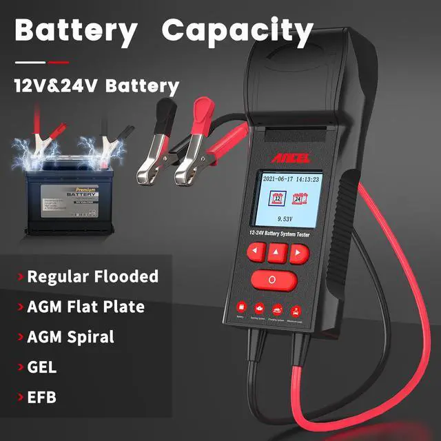 Alt view image 4 of 7 - ANCEL BST600 12V/24V 100-2000 CCA Automotive Battery Load Tester for Heavy Duty Trucks and Cars