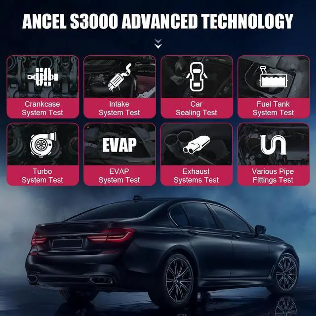 Alt view image 2 of 7 - ANCEL S3000 Car Smoke Machine Automotive Smoke Leak Detector Car All Pipe Dual Mode EVAP System Leakage Locator Diagnostic Tool with Air Flowmeter & Oil Level Gauge for Vehicle Boat Truck Motorcycle