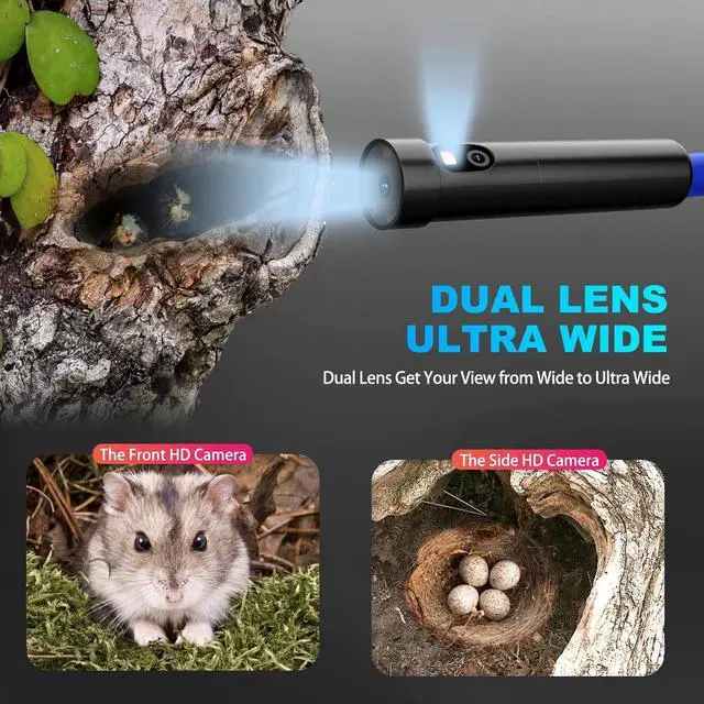 Alt view image 5 of 7 - Industrial Endoscope Camera 8.0mm Dual Lens Waterproof Borescope with 6 LED Light 4.3 inch IPS Screen Snake Endoscope, 10M