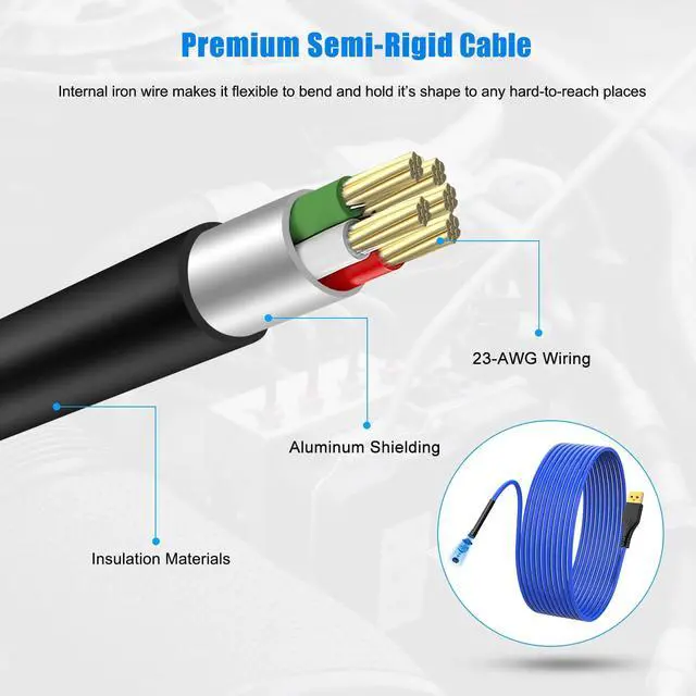 Alt view image 4 of 7 - Industrial Endoscope Camera 8.0mm Dual Lens Waterproof Borescope with 6 LED Light 4.3 inch IPS Screen Snake Endoscope, 15M