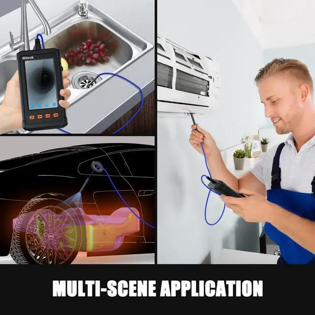 Alt view image 7 of 7 - Industrial Endoscope Camera 8.0mm Dual Lens Waterproof Borescope with 6 LED Light 4.3 inch IPS Screen Snake Endoscope, 15M