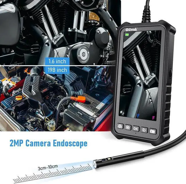 Alt view image 4 of 6 - Industrial Endoscope Camera 8.5mm Single Lens Waterproof Borescope with 8GB TF Card 6 LED Light 4.3 inch IPS Screen Snake Endoscope, 15M