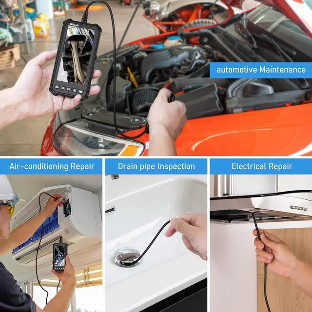 Alt view image 6 of 6 - Industrial Endoscope Camera 8.5mm Single Lens Waterproof Borescope with 8GB TF Card 6 LED Light 4.3 inch IPS Screen Snake Endoscope, 15M