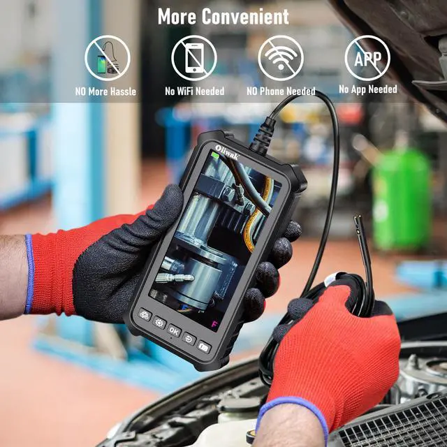 Alt view image 5 of 6 - Industrial Endoscope Camera 8.5mm Single Lens Waterproof Borescope with 8GB TF Card 6 LED Light 4.3 inch IPS Screen Snake Endoscope, 15M