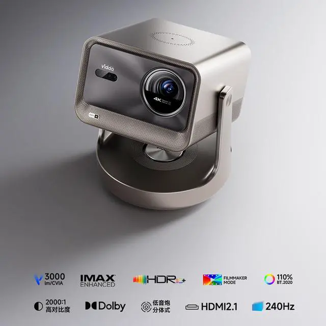 Alt view image 2 of 7 - Hisense Vidda C2 Ultra 4K Projector | 0.9~1.5:1 Short Throw | MCL.38 Triple Color Laser 3000 CVIA Lumen | Sound by JBL | MT9679 4G 128G | HDMI 2.1 WiFi 6 | CHINESE Version English with KD3 TV Stick