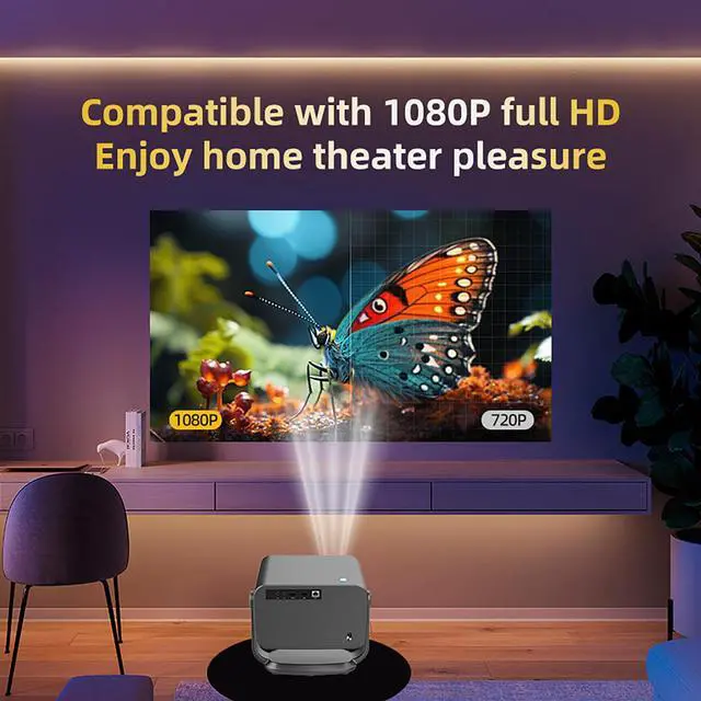 Alt view image 3 of 7 - CACACOL P20 Pro Smart Projector with WiFi 6 and Bluetooth, Outdoor Movie Proyector, 1080p Home Ceiling Auto Focus Projector, 700 ANSI Lumen, Built-in Speaker, AmLogic T950S 2GB 16GB, Google TV OS
