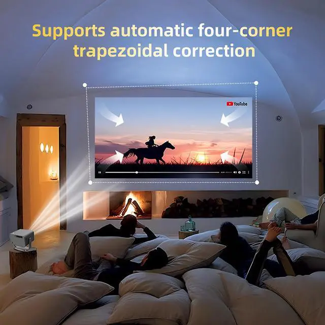 Alt view image 5 of 7 - CACACOL P20 Pro Smart Projector with WiFi 6 and Bluetooth, Outdoor Movie Proyector, 1080p Home Ceiling Auto Focus Projector, 700 ANSI Lumen, Built-in Speaker, AmLogic T950S 2GB 16GB, Google TV OS