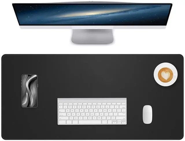 Main image of NUOYOU Leather Desk Mat Large Mouse Pad Non-Slip Waterproof Laptop Computer Desk Pad Table Blotter Protector Durable Writing Pad for Office and Home (Black, 80x40cm)