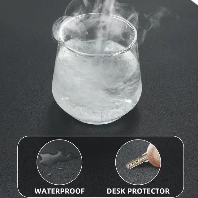 Alt view image 4 of 7 - NUOYOU Leather Desk Mat Large Mouse Pad Non-Slip Waterproof Laptop Computer Desk Pad Table Blotter Protector Durable Writing Pad for Office and Home (Black, 80x40cm)