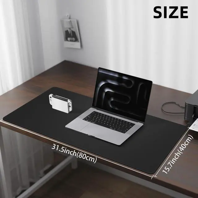 Alt view image 5 of 7 - NUOYOU Leather Desk Mat Large Mouse Pad Non-Slip Waterproof Laptop Computer Desk Pad Table Blotter Protector Durable Writing Pad for Office and Home (Black, 80x40cm)