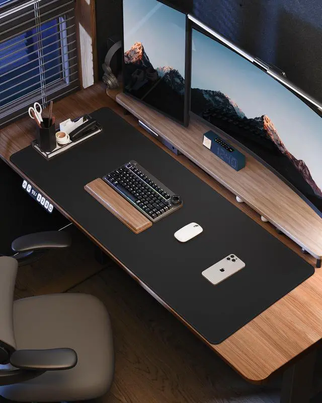 Alt view image 7 of 7 - NUOYOU Leather Desk Mat Large Mouse Pad Non-Slip Waterproof Laptop Computer Desk Pad Table Blotter Protector Durable Writing Pad for Office and Home (Black, 80x40cm)