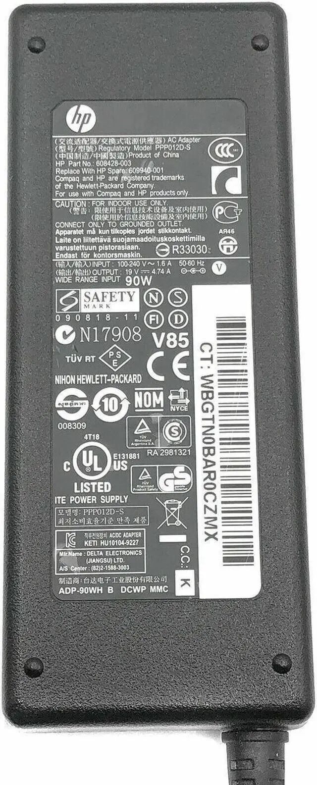 Alt view image 2 of 5 - Genuine HP 90w Power Supply for Pavilion Laptop dv7-1150us 1157cl w/Cord OEM
