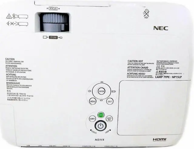 Alt view image 4 of 5 - NEC NP-M311X 3LCD Projector 3100 Lumens HD 1080p HDMI USB w/Remote + EXTRA LAMP