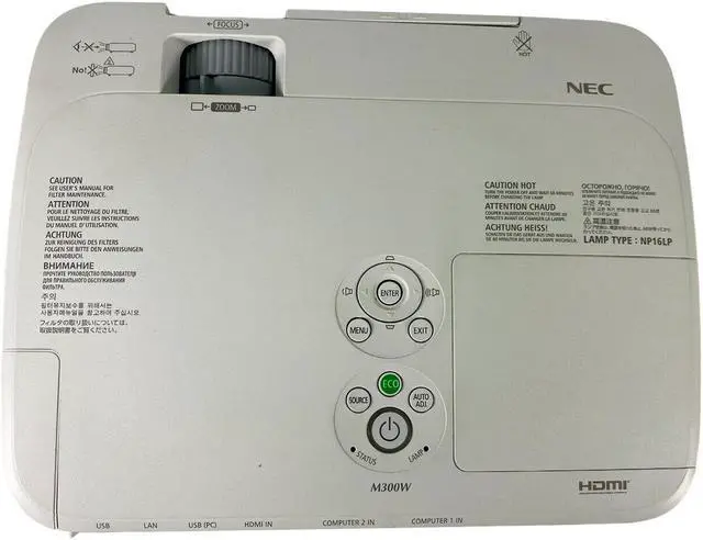 Alt view image 5 of 6 - NEC NP-M300W 3LCD Projector Widescreen 3000 Lumens HD 1080p HDMI Built-In Speakers LAN USB for Multipurpose Use with Accessories Bundle (Power Cable, HDMI Cable, Remote)