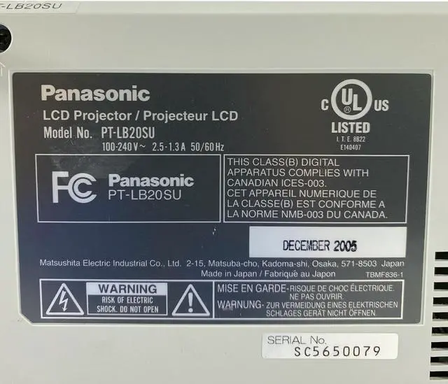 Alt view image 4 of 4 - Panasonic PT-LB20SU 3LCD Projector Portable 1080i HDMI w/Adapter bundle