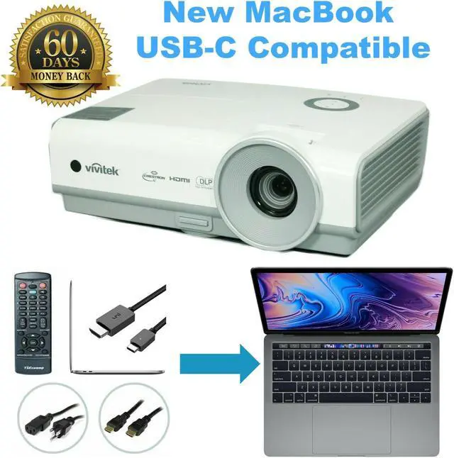 Main image of ViviTek D859 DLP Professional Projector - New MacBook Mac iOs USB-C Compatible for Multipurpose Use