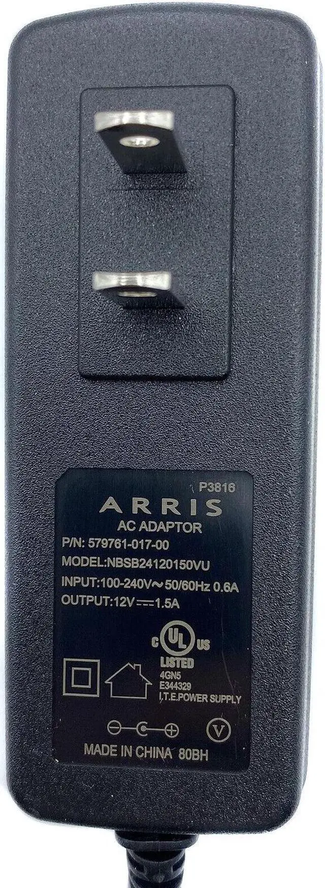 Alt view image 2 of 7 - New Genuine Arris NBSB24120150VU AC Adapter 12V 1.5A 18W Power Supply 5.5x2.1mm