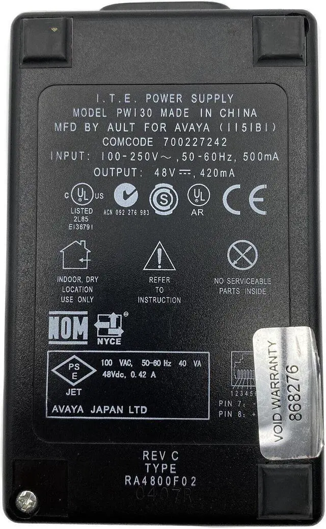 Alt view image 4 of 4 - Original Avaya Power Supply Adapter for Avaya 56XX Series IP Phones w/PC