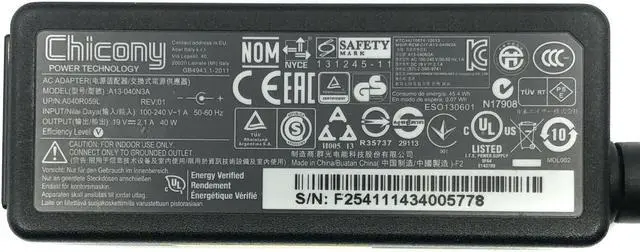Alt view image 2 of 5 - Genuine Chicony Power Adapter Charger A13-040N3A A040R059L 19V 2.1A 40W w/P.Cord