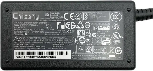 Alt view image 2 of 5 - OEM Chicony AC Adapter Charger for Acer Aspire M3-581T M5-481PT M5-481T R3-131T R3-471T R7-571 R7-572 A315-41G  w/Cord