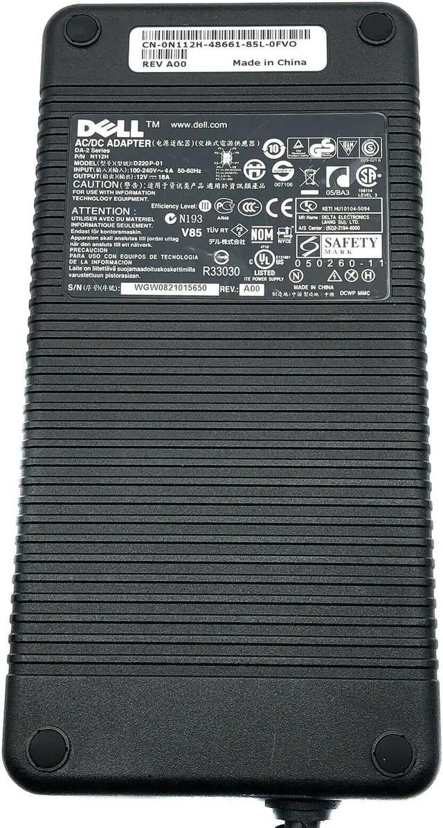 Alt view image 2 of 4 - Genuine Dell D220P-01 AC Power Supply Power Adapter D3860 220W 12V 18A 8-Pin Laptop MK394 for Optiplex SX280 GX620 SFF 745 755 760 620 DA-2  No Cord