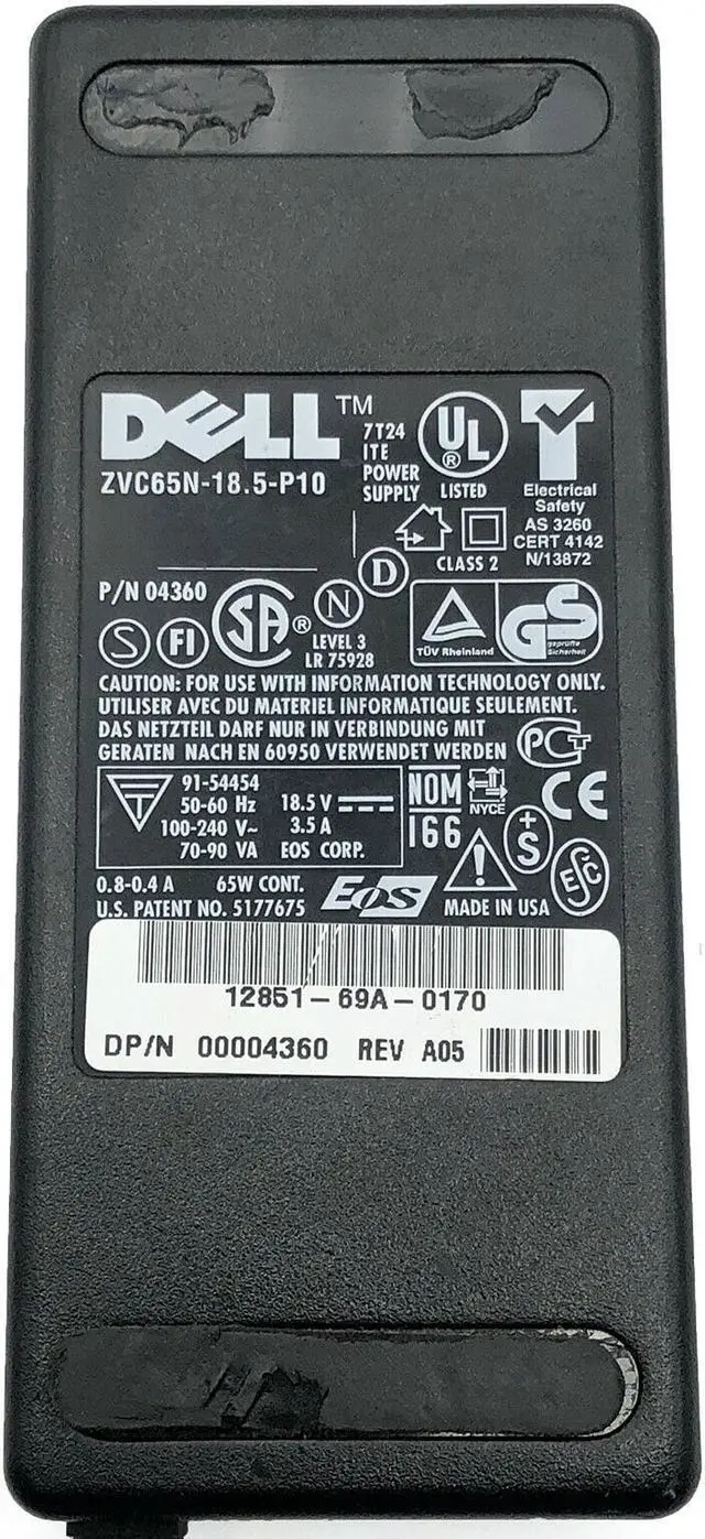 Alt view image 2 of 4 - Genuine Dell ZVC65N-18.5-P10 AC Adapter For Dell Latitude CPxH Laptop W/P.Cord