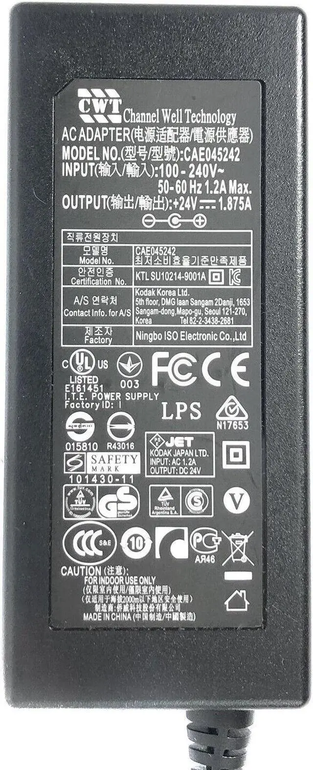 Alt view image 2 of 5 - CWT CAE045242 AC Power Supply Adapter 24V 1.875A 45W OEM w/PC  Genuine