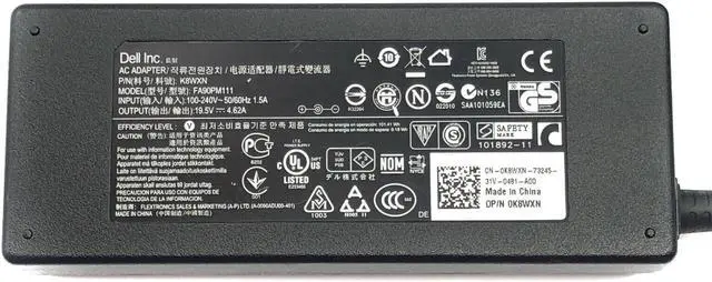 Alt view image 2 of 5 - Genuine Dell 90W AC Adapter 19.5V 4.62A Power Supply PA-10 Charger W/Cord OEM