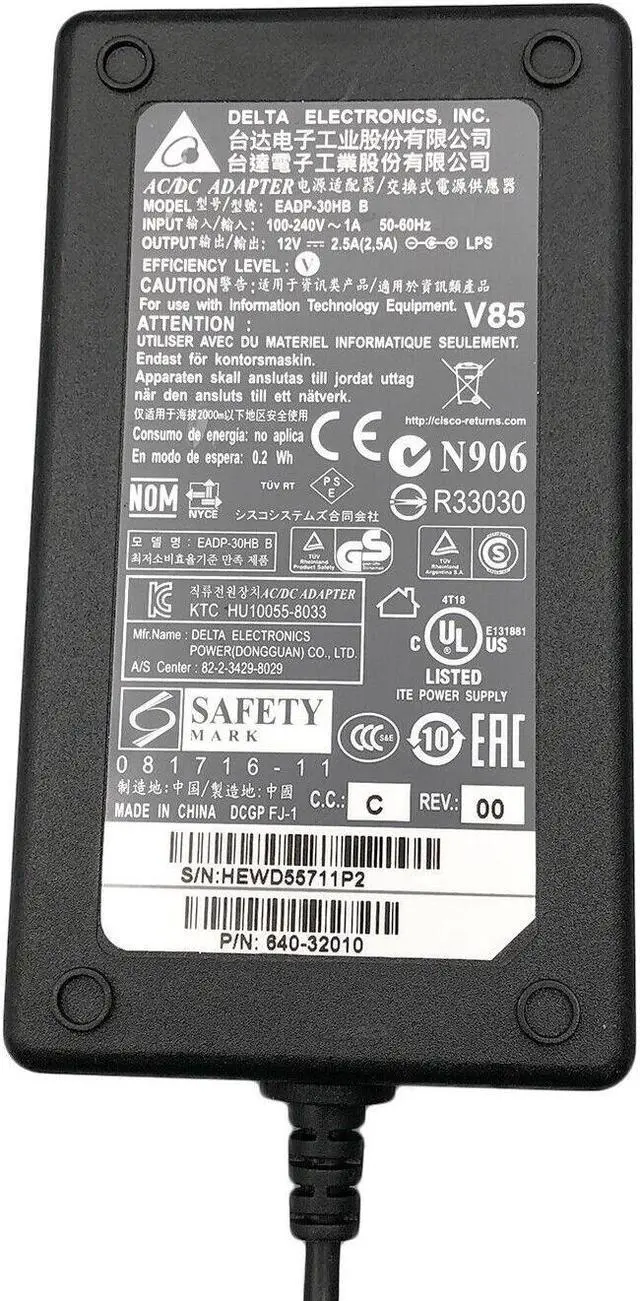 Alt view image 6 of 6 - NEW Genuine Delta AC Adapter For Cisco Meraki MX64 MX64W MX67 MX67C MX67W w/PC