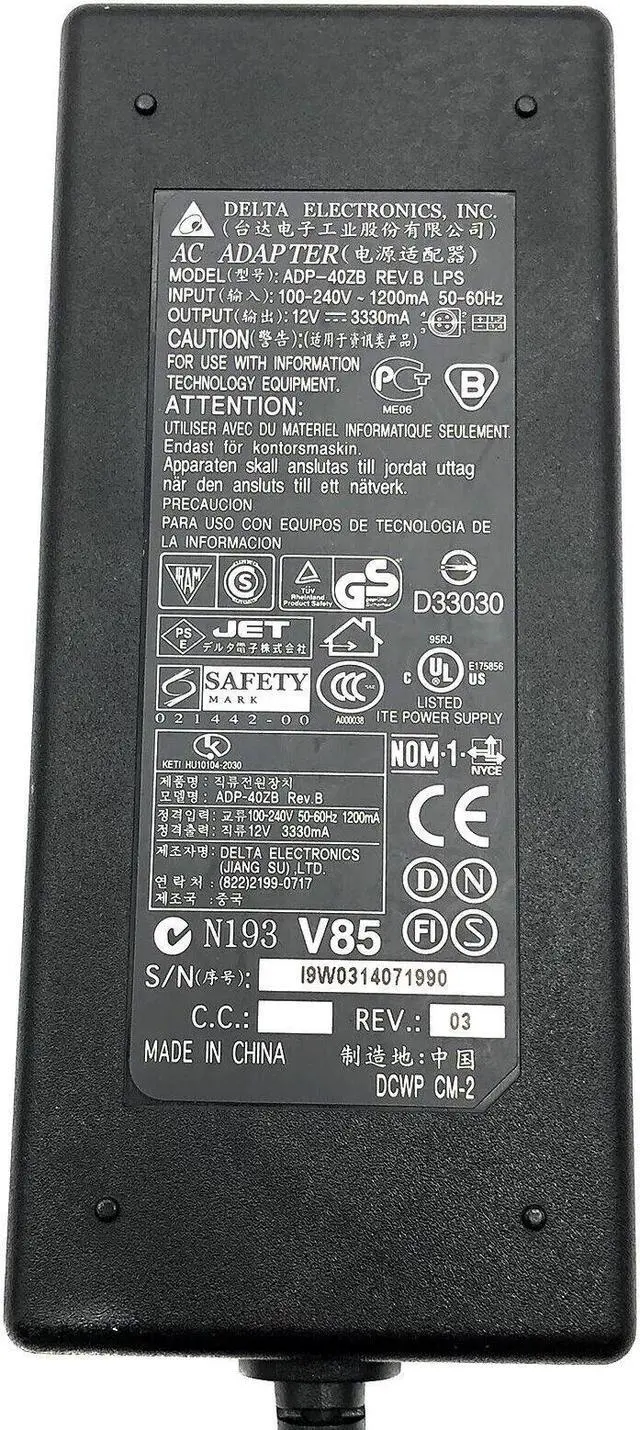 Alt view image 2 of 4 - Genuine DELTA ADP-40ZB Rev.B AC Adapter 4-Pin 40W For Compaq Viewsonic W/Cord
