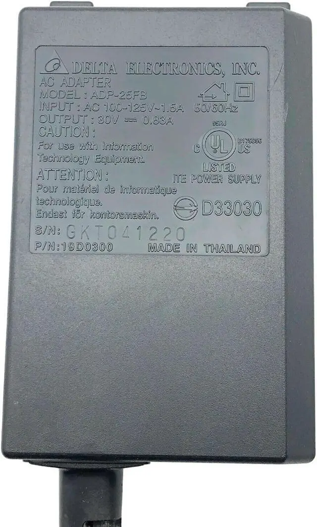 Alt view image 2 of 4 - Genuine Delta ADP-25FB AC Adapter 30V 0.83A 25W For Dell Lexmark Printer W/Cord