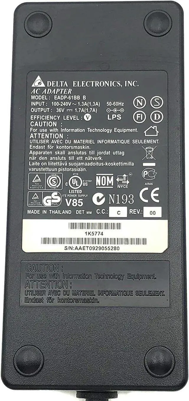 Alt view image 2 of 7 - Delta EADP-61BB B AC Adapter for Dell C752D P703W Printer w/Cord Genuine