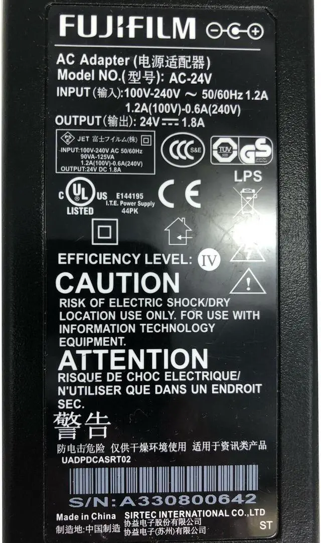 Alt view image 2 of 4 - Fujifilm AC-24V AC Adapter Power Charger 24V 1.8A 43W 5.5x2.1mm OEM Genuine w/PC
